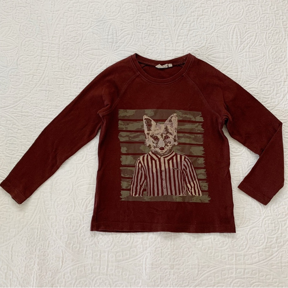 Wheat Kids' Clothing Organic Cotton Long Sleeve Print Tee, Fox‎